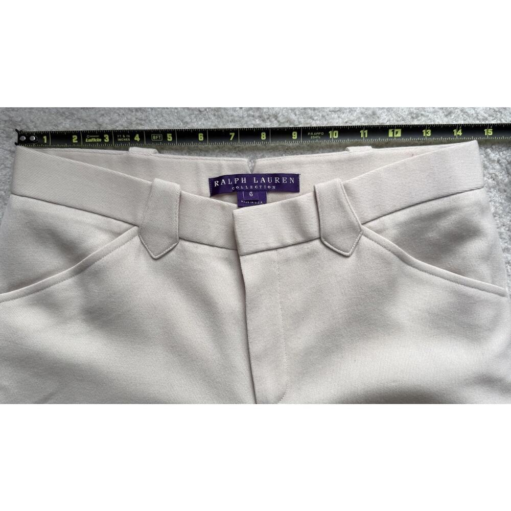 RALPH LAUREN PURPLE LABEL Equestrian Riding Pants Cream Wool Brown Knee Patch 6 - Picture 12 of 16